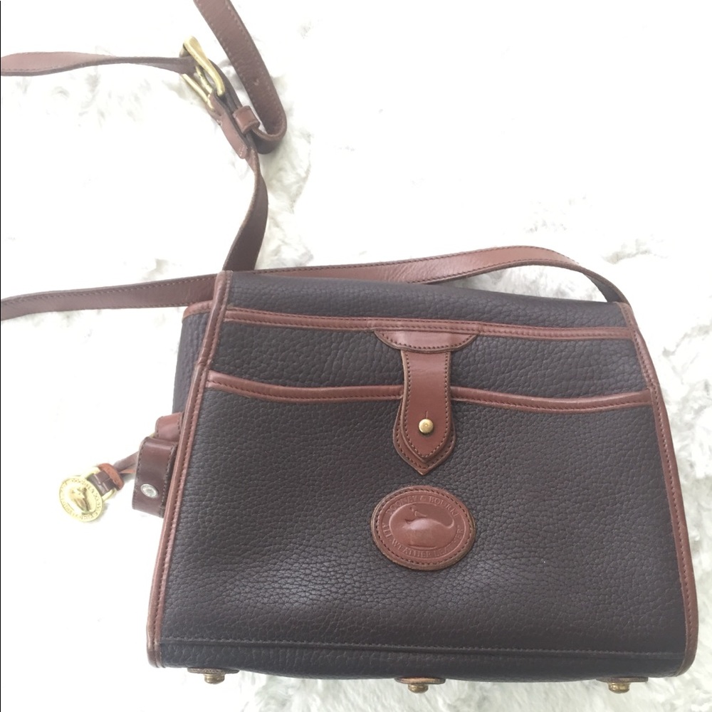 Vtg Dooney & Bourke All Weather Leather Black Bag - Picture 1 of 8